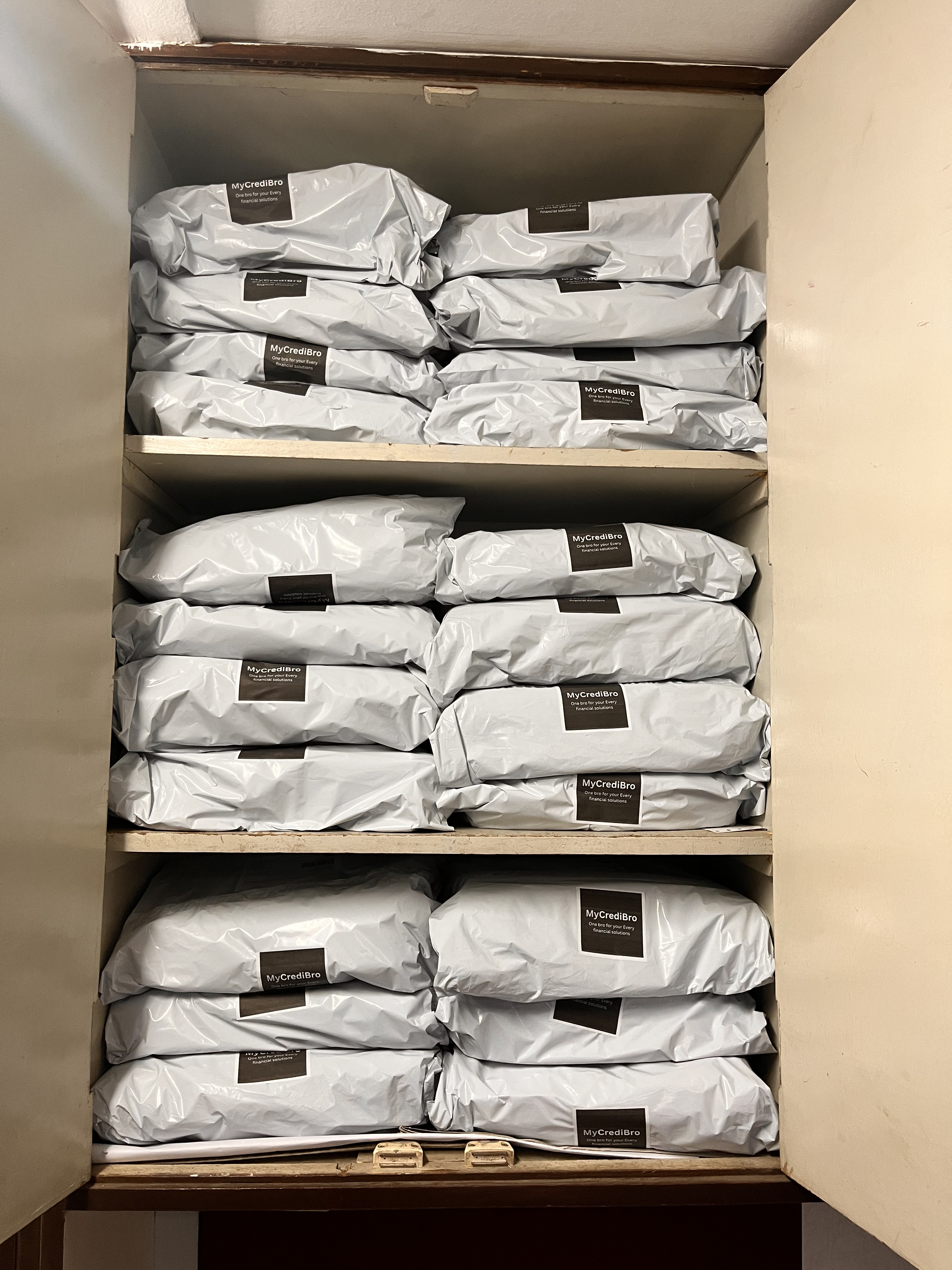 Gift parcels being sealed at the MyCrediBro office